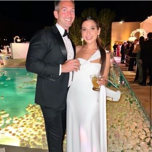 Halston white gown Blaine one